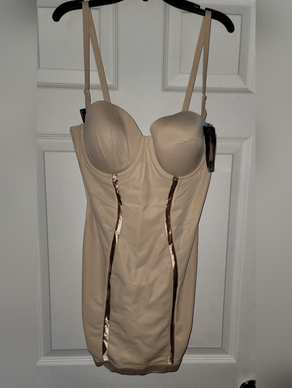 Maidenform Beige Shapewear Slip with Gold Trim